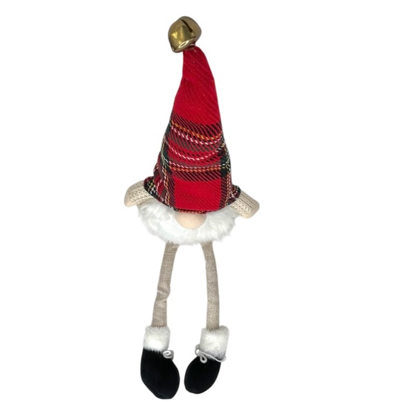 Sleigh Hill Gnome Christmas Holiday Plush, Plaid Hat, White Sweater 22”x10” - Picture 4 of 8